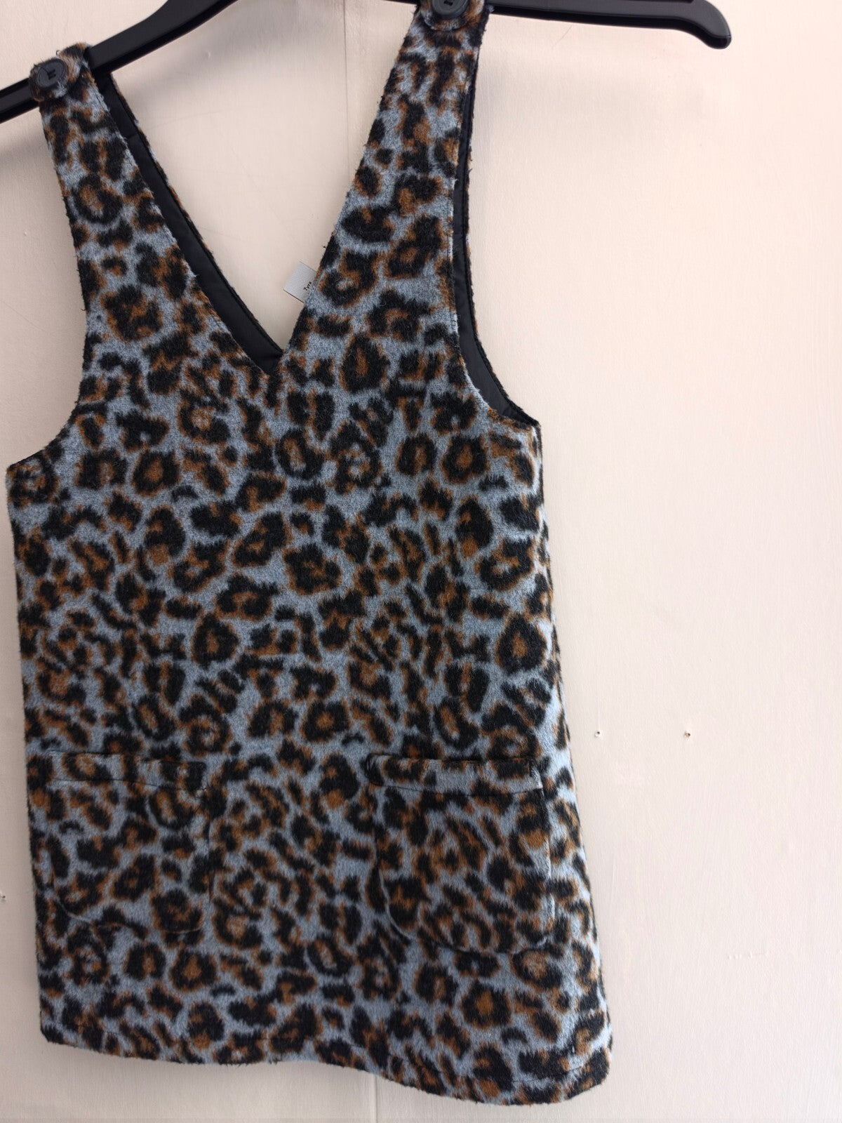 Tu Girls Blue Animal Print Fleeced Pinafore Dress Age 7 Years