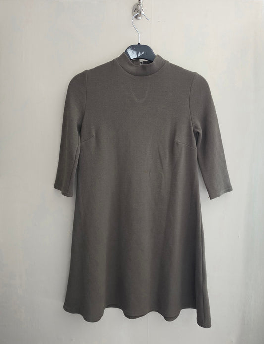 Primark Khaki Green High Neck Fit & Flare Mini Dress Size 6