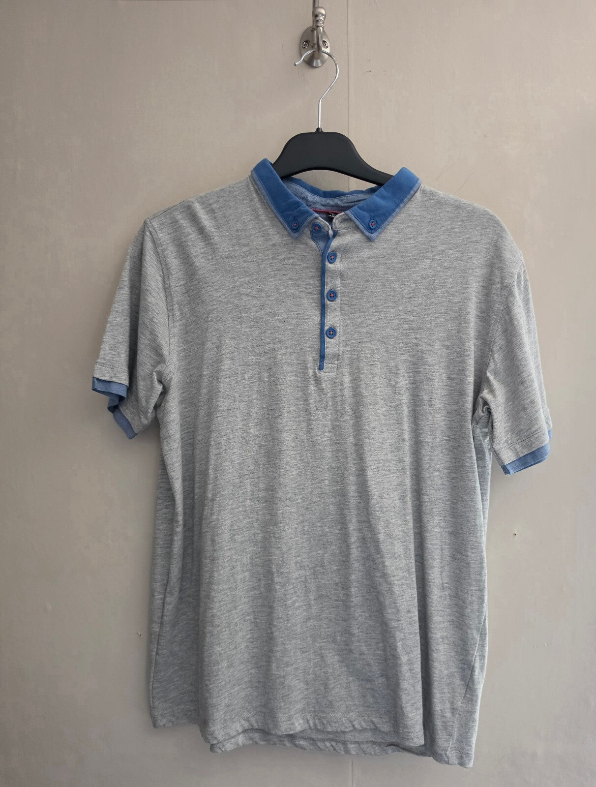 BHS Boys Grey & Blue Smart Polo Shirt Age 14-15 Years