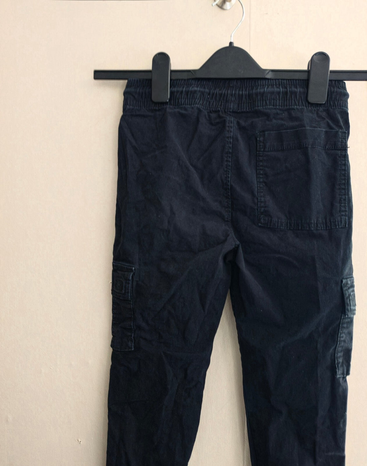 Primark Kids Black Slim Fit Cuffed Cargo Trousers Age 9-10 Years