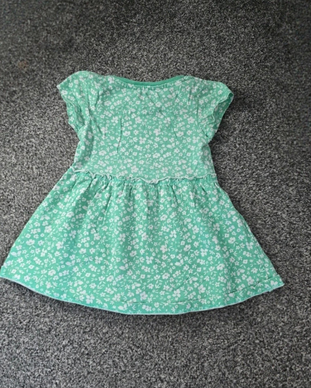 Evie Angel Girls Green & White Floral T-shirt Dress 12-18months