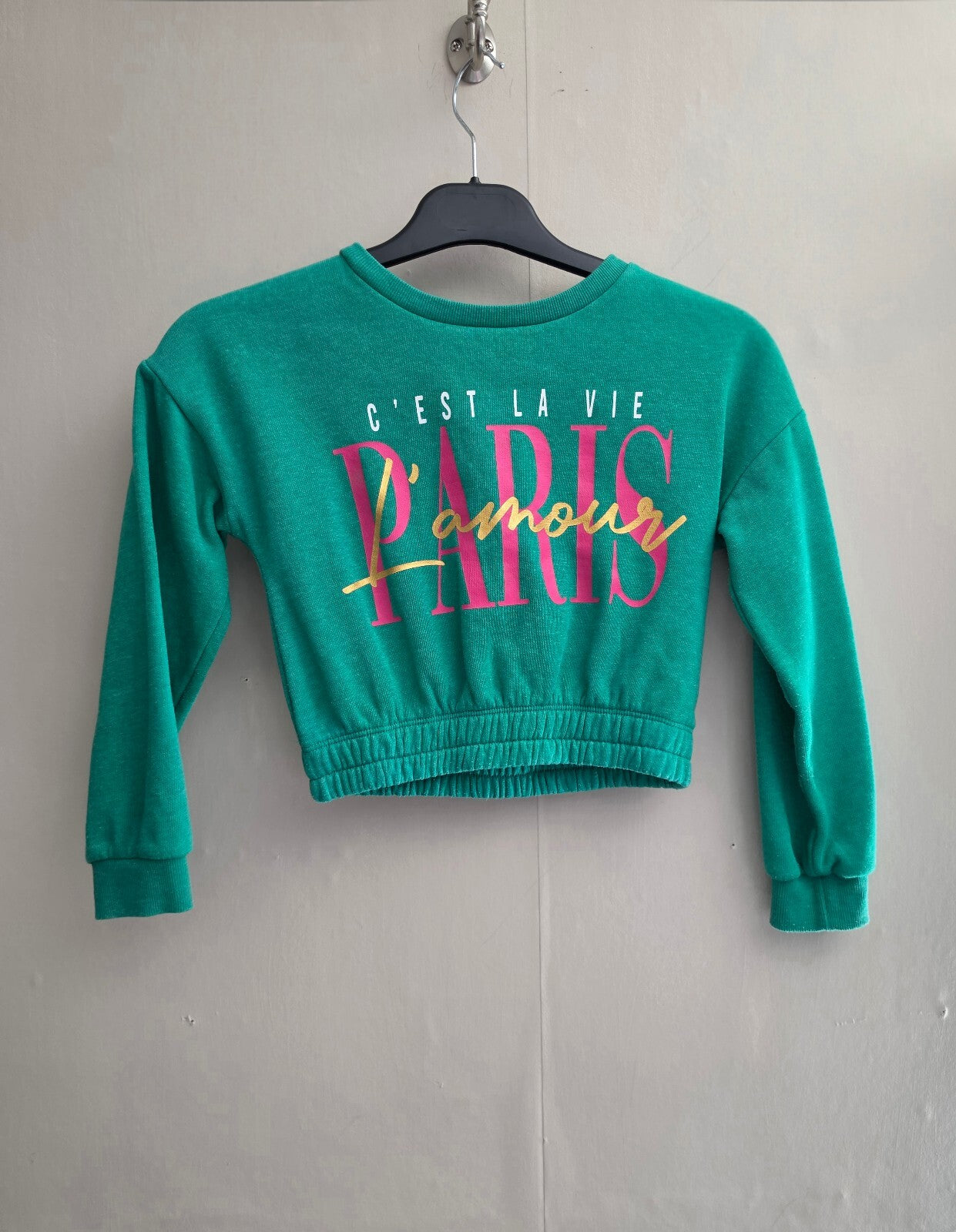Matalan Girls Green Slogan Cropped Sweatshirt Age 8 Years