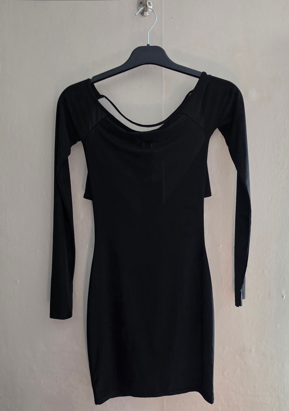 EGO Black Cut-Out Tie Front Long Sleeved Bodycon Mini Dress Size 6 NWT