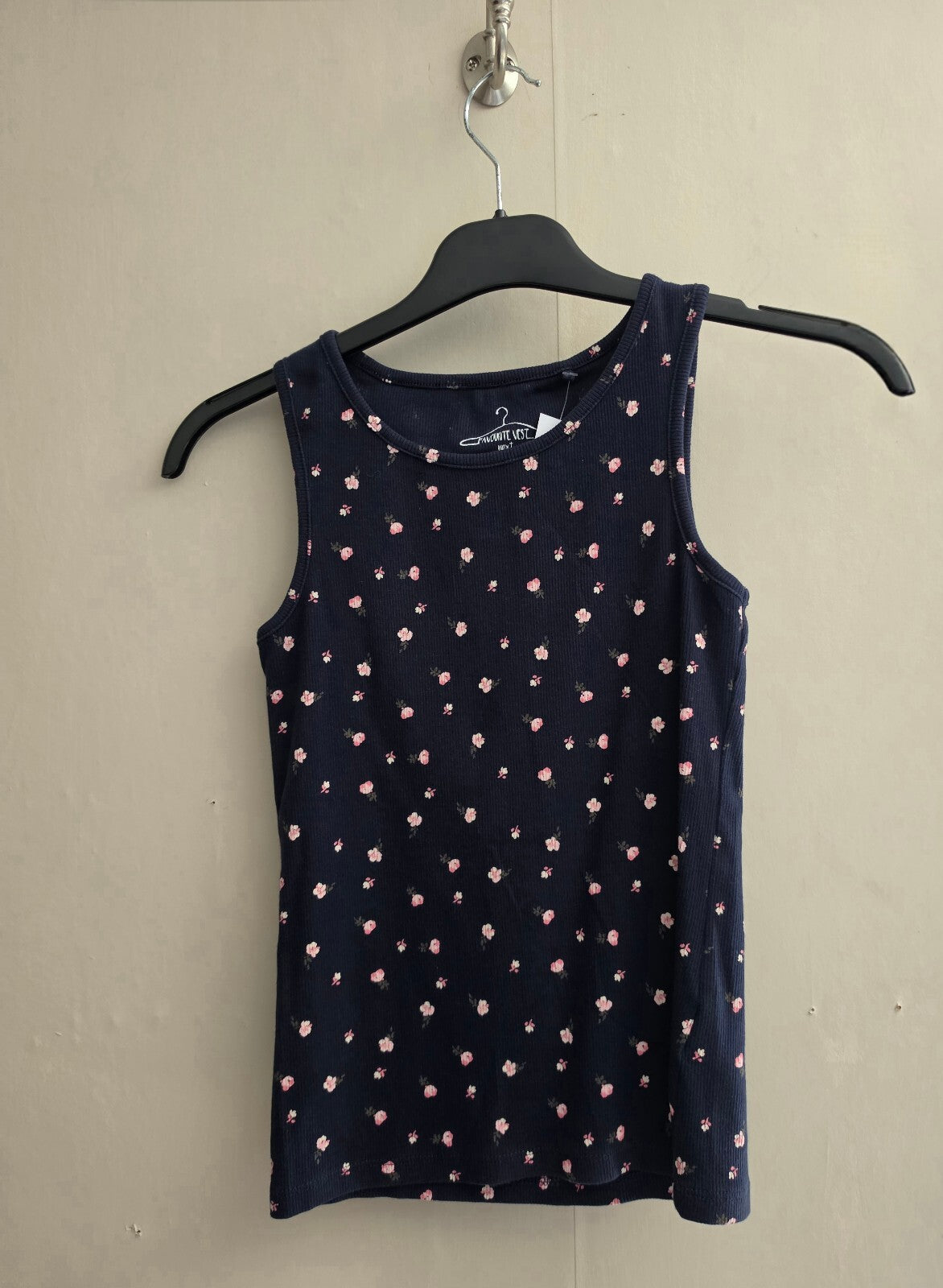 Next Girls Navy & Pink Floral Vest Top Size Age 9 Years