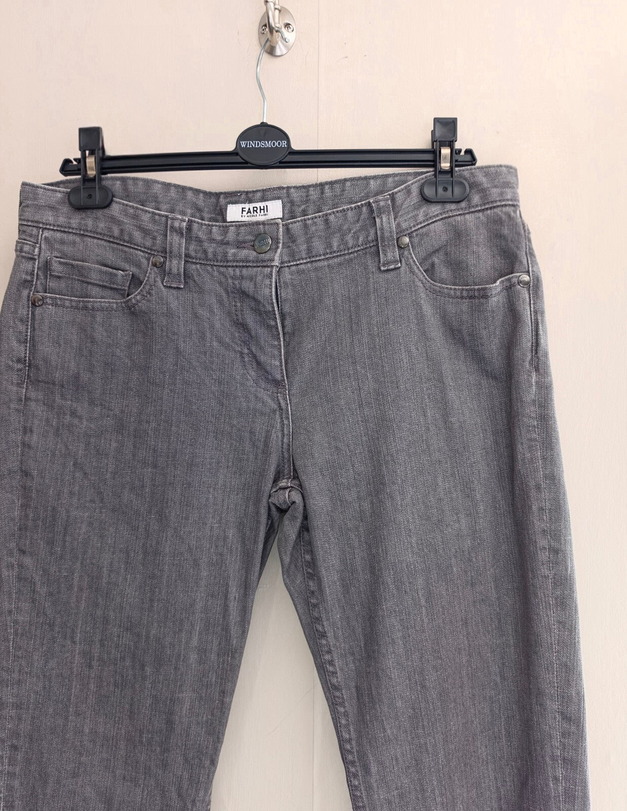 Farhi by Nicole Farhi Grey Slim Leg Jeans – Size 14 – Mid Rise Ankle Zip Detail