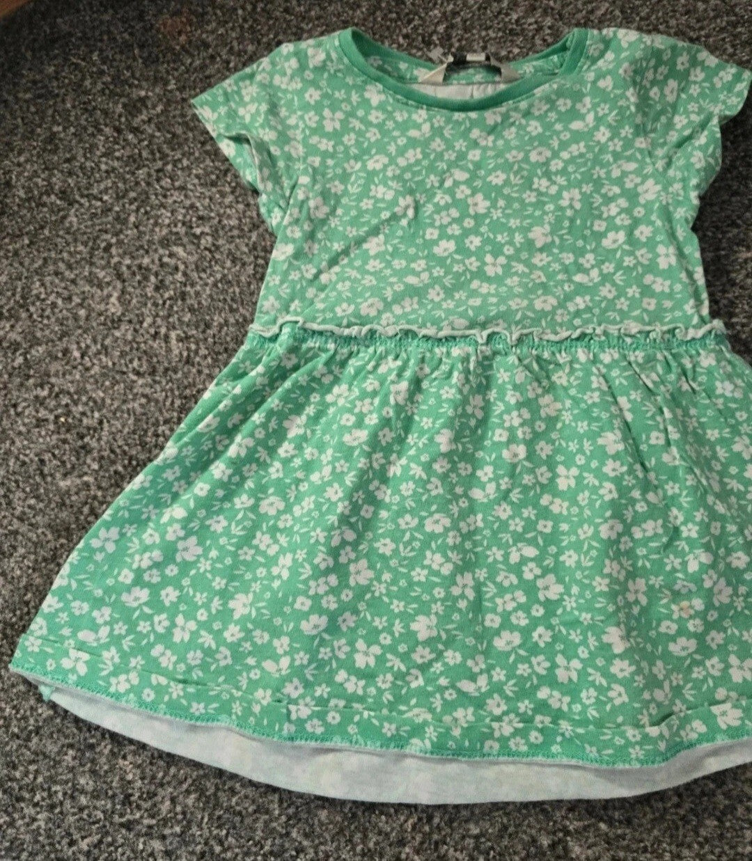 Evie Angel Girls Green & White Floral T-shirt Dress 12-18months