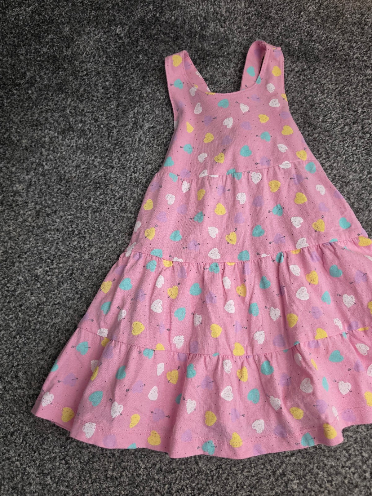 Mothercare Baby Girls Pink Patterned Cross Back Cotton Dress 9-12 Months
