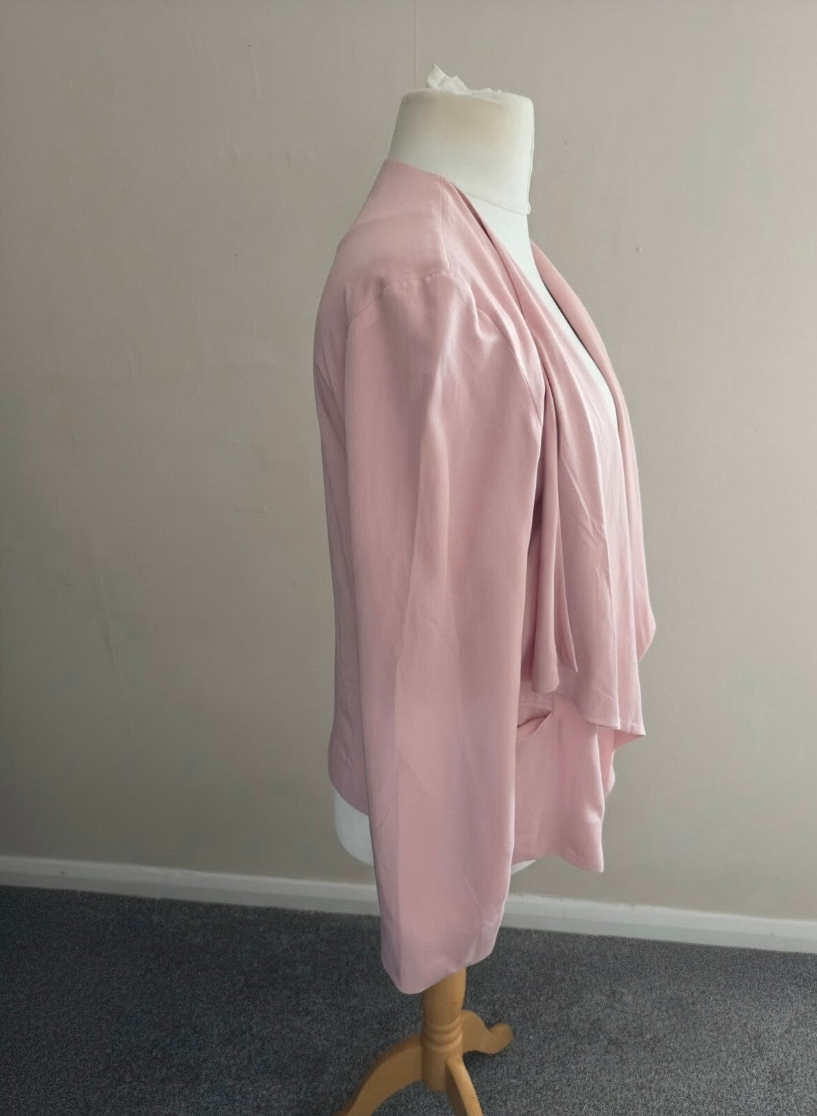 New Look Dusty Pink Draped Open Front Blazer - Size 14