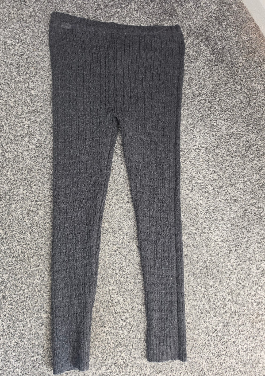 Young Dimensions Girls Grey Cable Knit Leggings Age 8-9 Years
