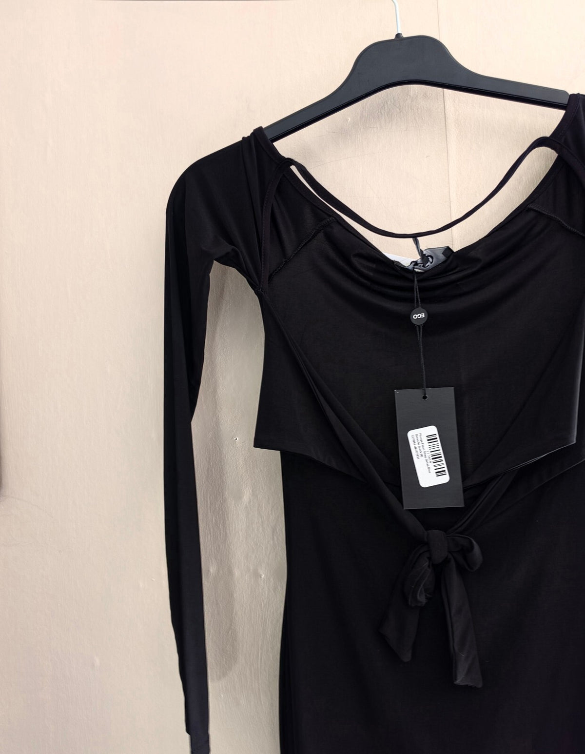 EGO Black Cut-Out Tie Front Long Sleeved Bodycon Mini Dress Size 6 NWT