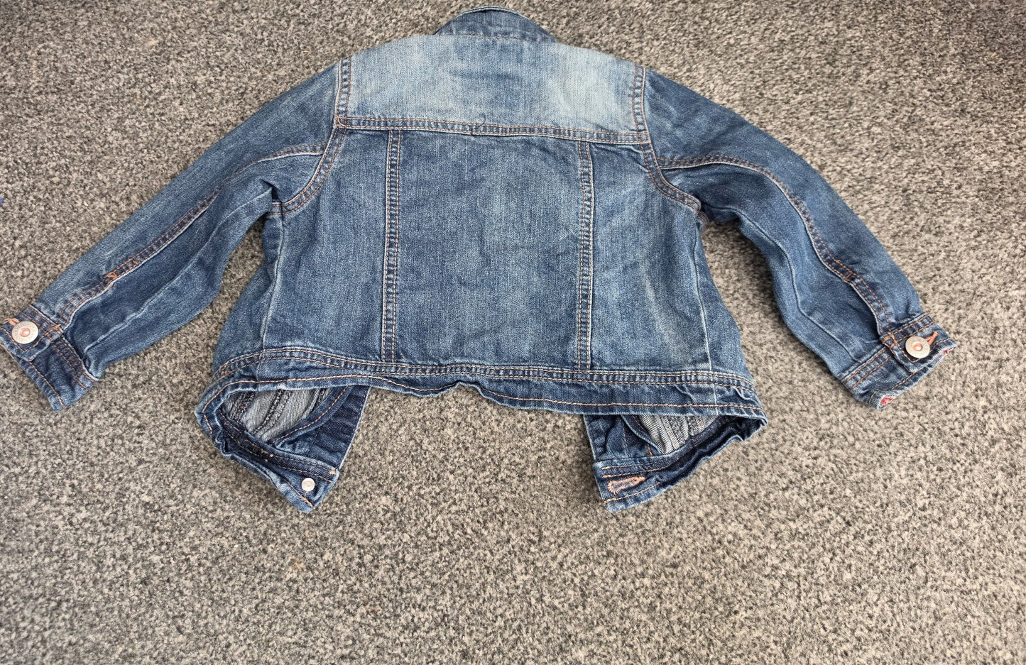 Next Girls Blue Denim Trucker Jacket Floral Trim Age 2-3 Years