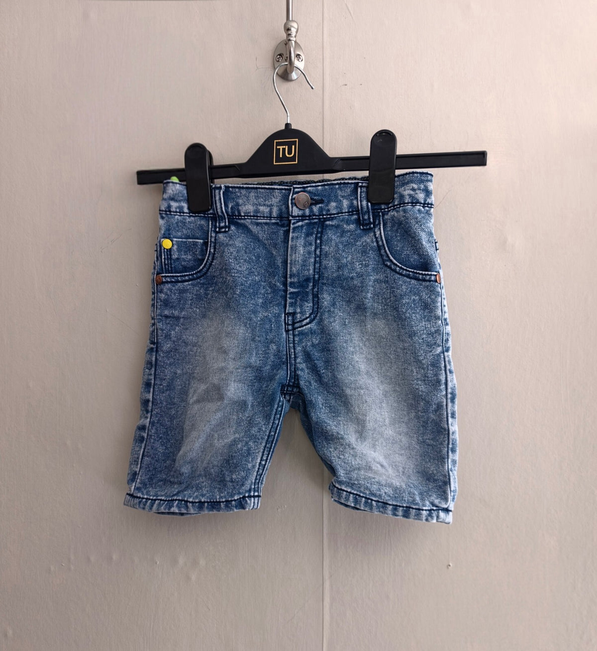 Next Boys Acid Wash Blue Denim Shorts Age 8 Years