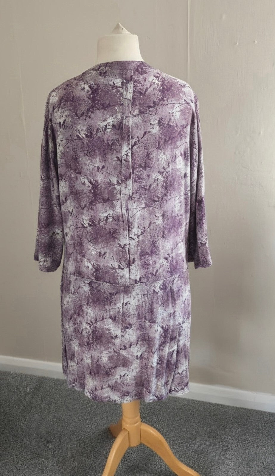 Laura Ashley Purple & Grey Abstract Print Shirt Dress Size 14