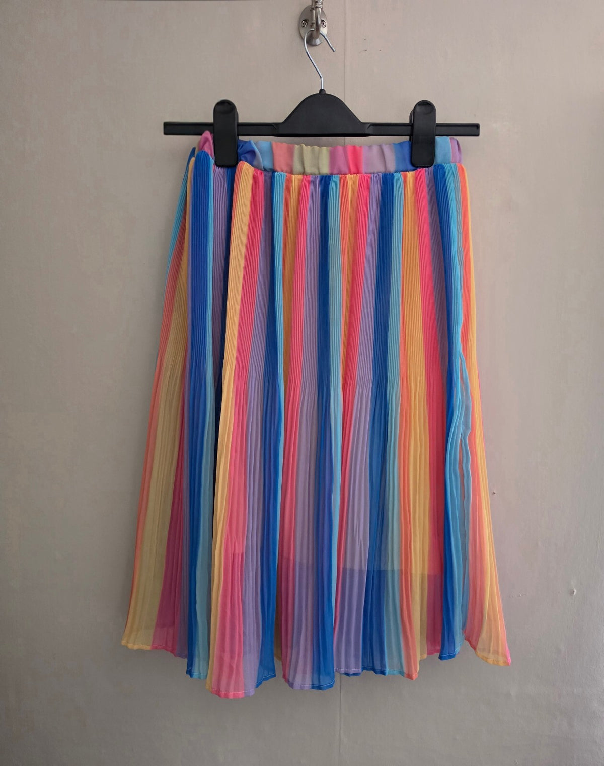Next Girls Multicoloured Rainbow Striped Pleated Midi Skirt Age 10 Years