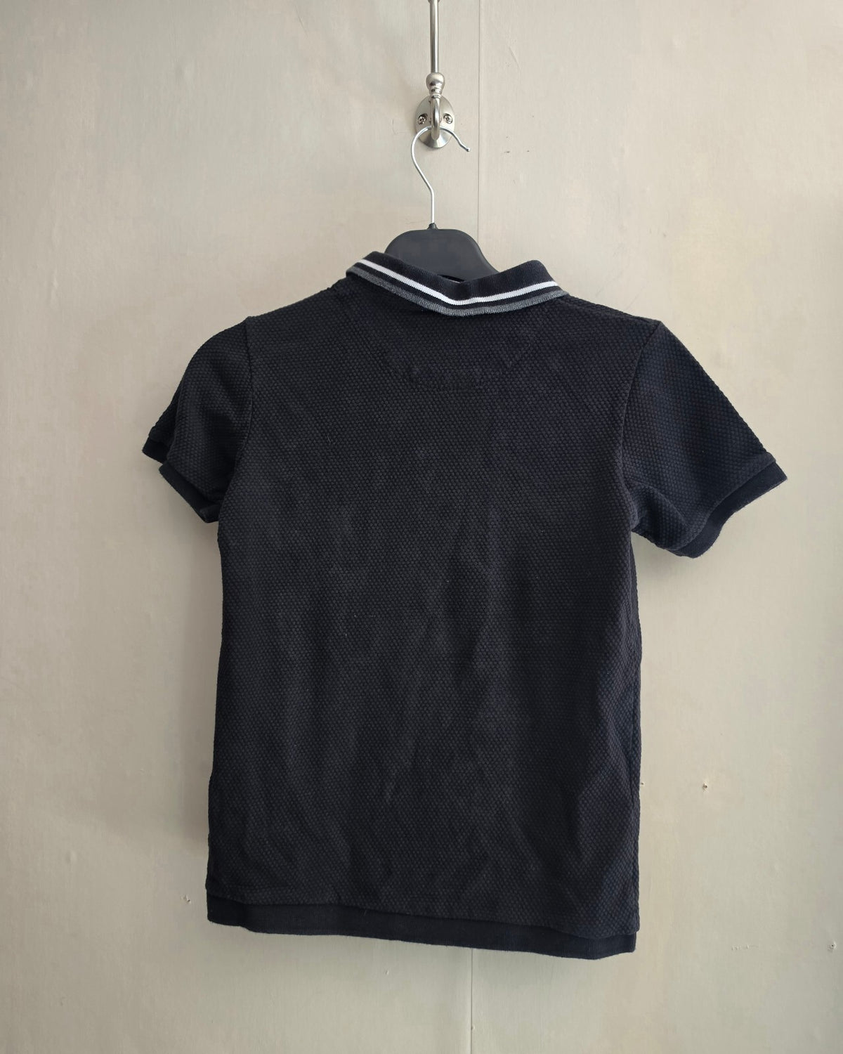 River Island Boys Black Textured Short-Sleeved Polo Shirt Age 9-10 Years