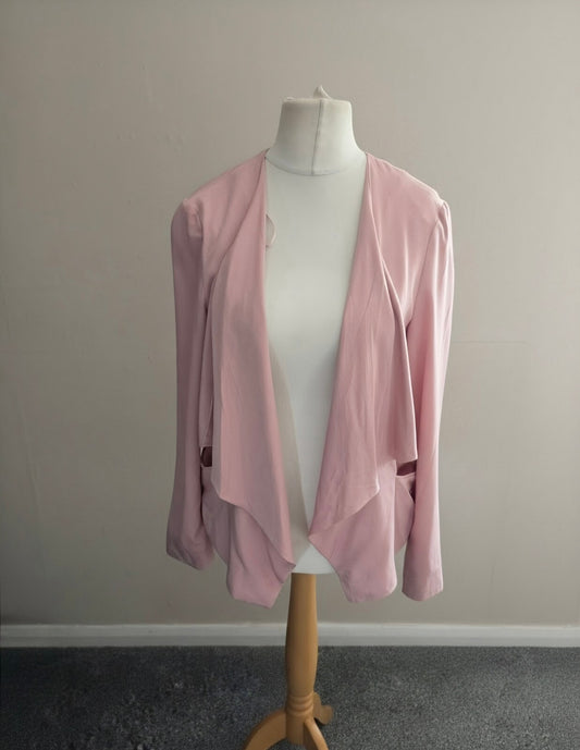 New Look Dusty Pink Draped Open Front Blazer - Size 14