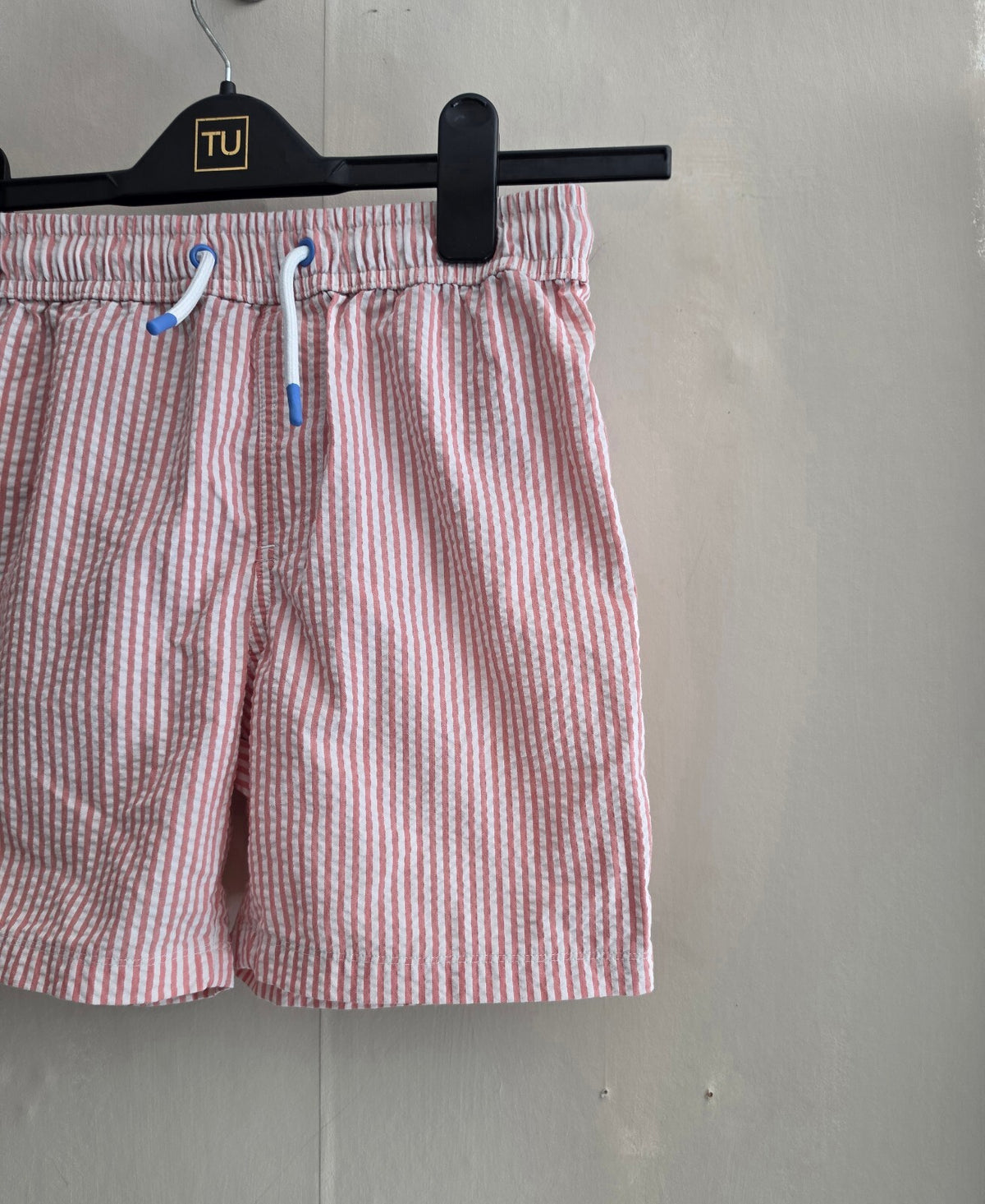 Marks & Spencer Boys Pink & White Striped Swimming Trunks Age 9-10 Years
