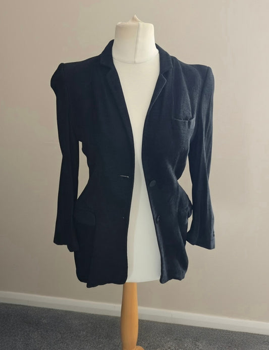 Vintage 90s St Michael Black Tailored Blazer Jacket Size 8 Petite