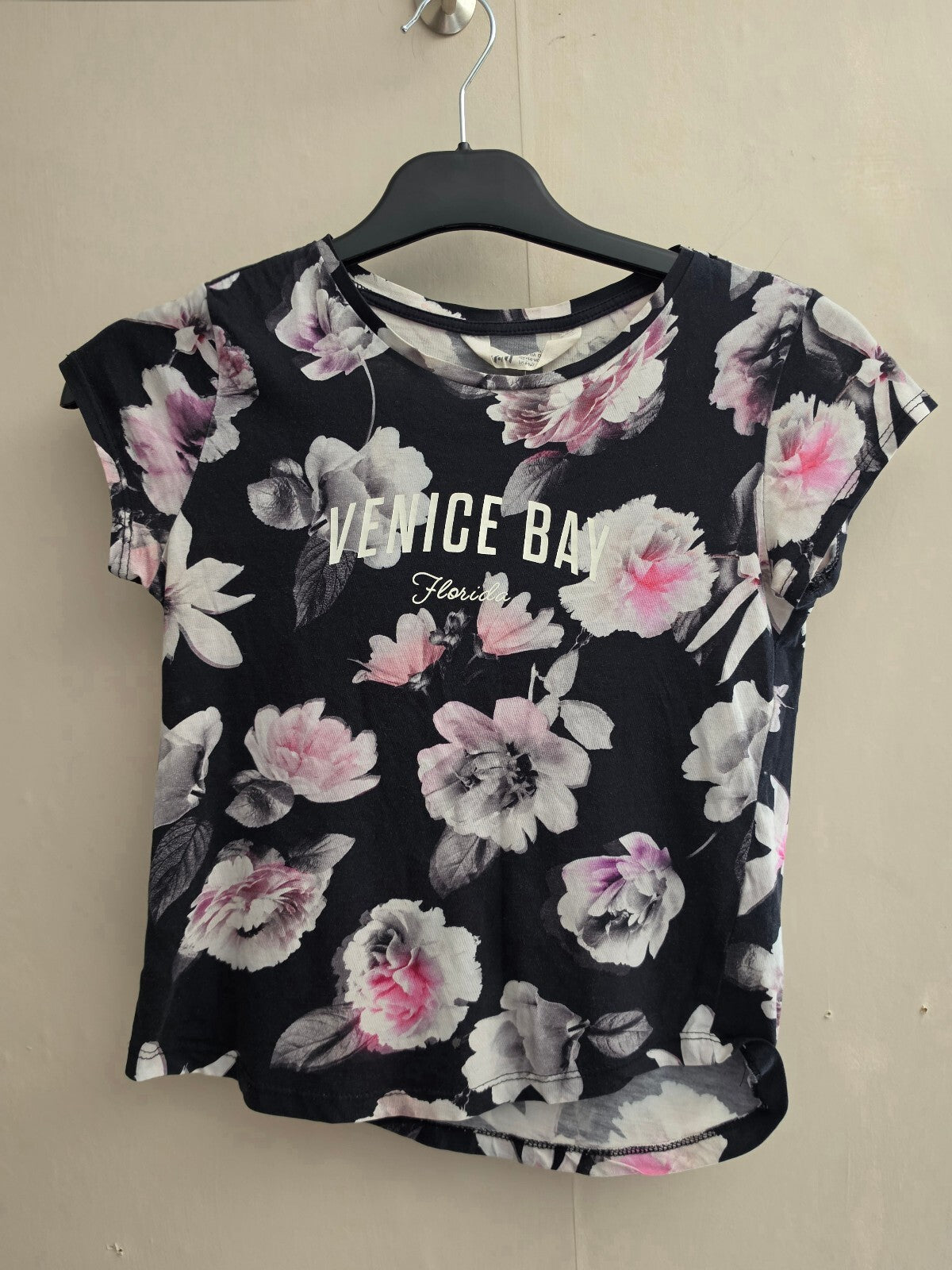 H&M Girls "Venice Bay" Floral Cotton Tee Age 8-10