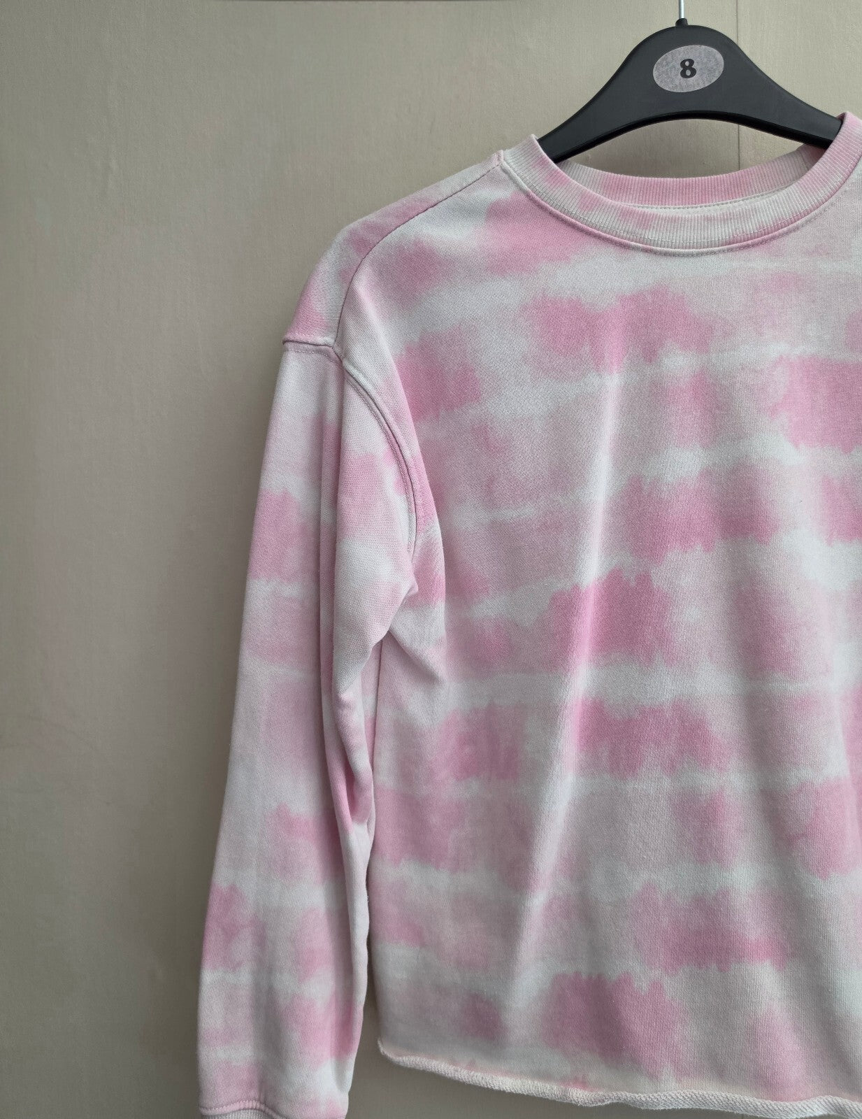 Primark Girls White & Pink Tie-Dye Crew Neck Jumper Age 11-12 Years