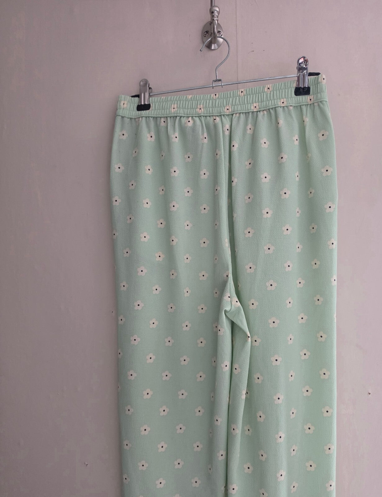 H&M Girls Mint Green Floral High Waisted Split Hem Trousers Age 12-13 Years