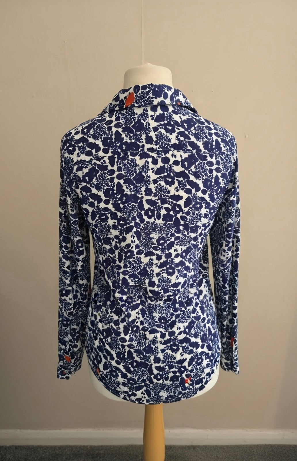 Primark Blue & Red Floral Print Long Sleeved Shirt Size 8