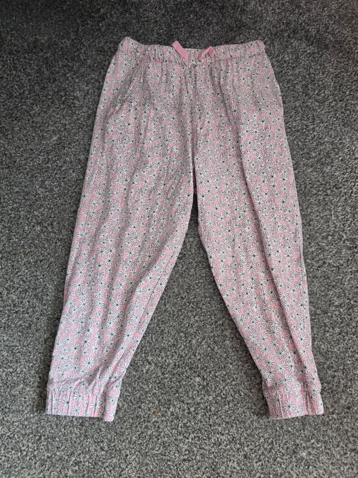 Nutmeg Girls Light Pink & White Floral Cotton Lightweight Trousers Age 4-5 Years