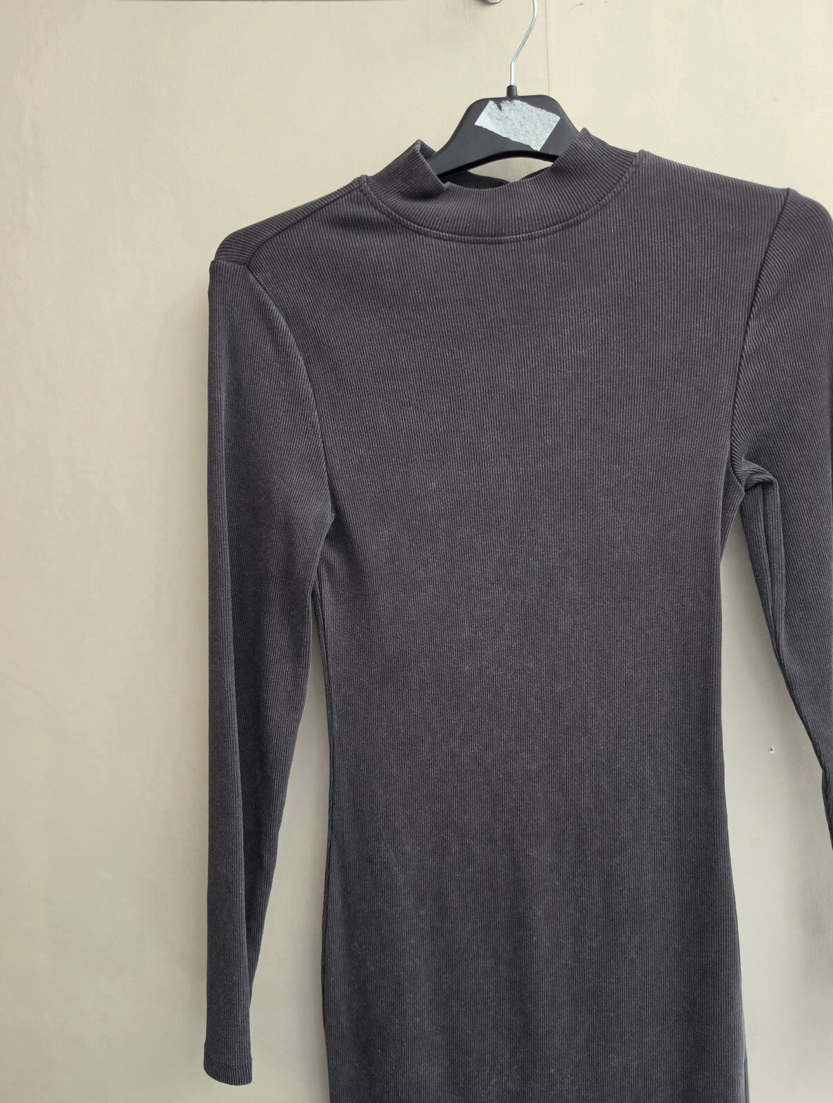 New Look Girls Grey Washed High Neck Long Sleeve Bodycon Dress Age 12-13 Years