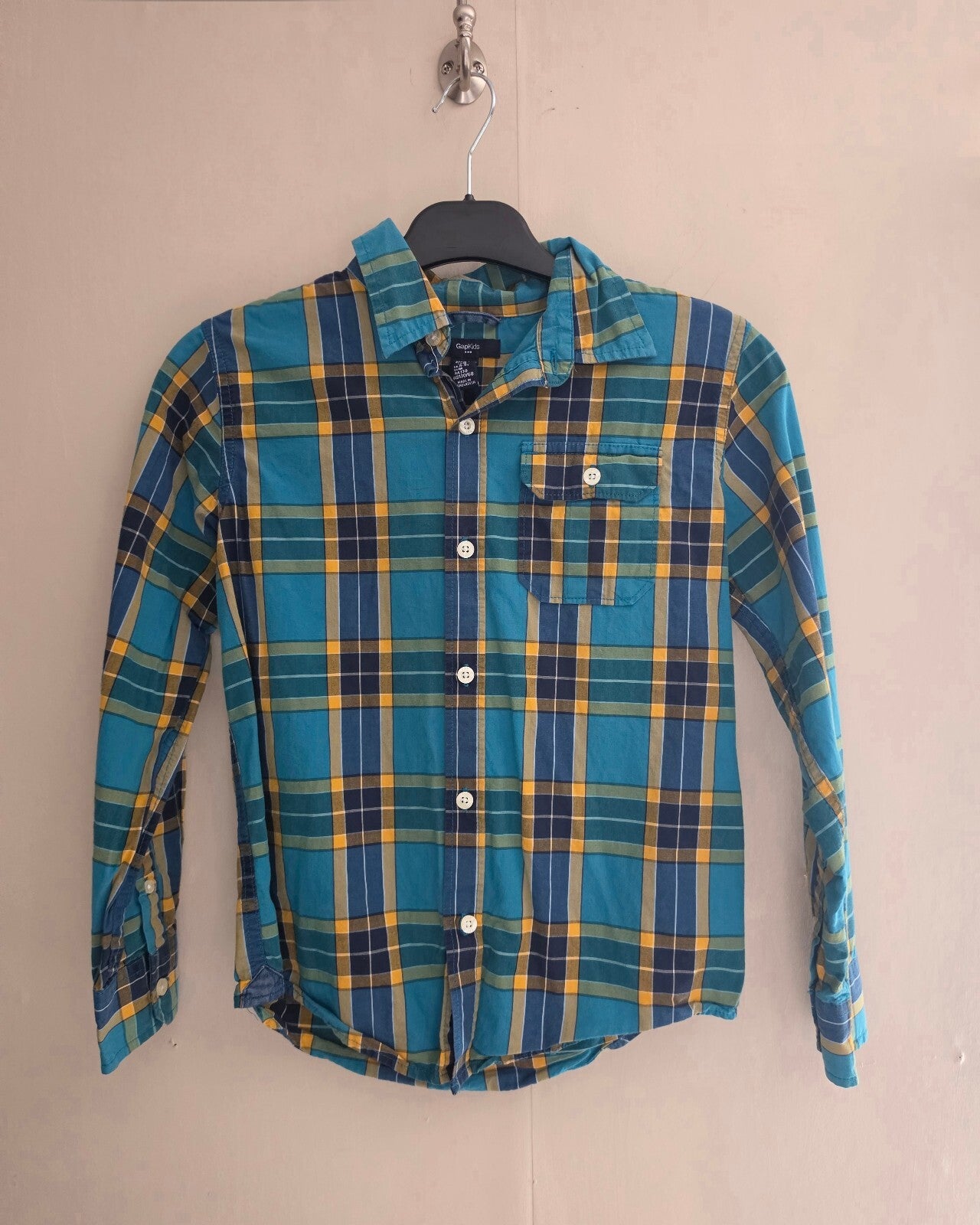 Gap Kids Smart Casual Checked Long Sleeve Cotton Shirt Age 8-9 Years