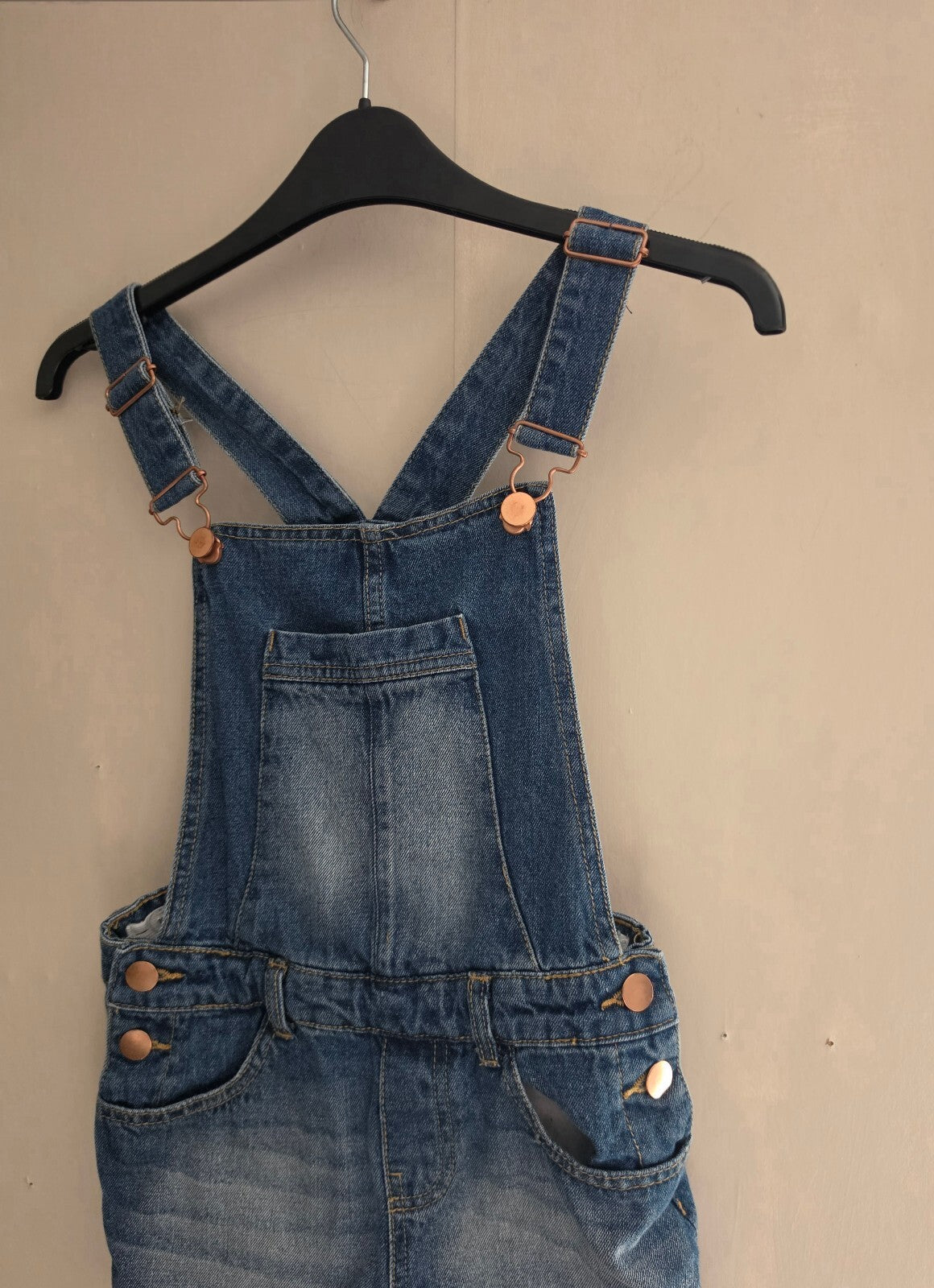 Miss E-Vie Girls Blue Denim Pinafore Dungaree Shorts Age 10 Years