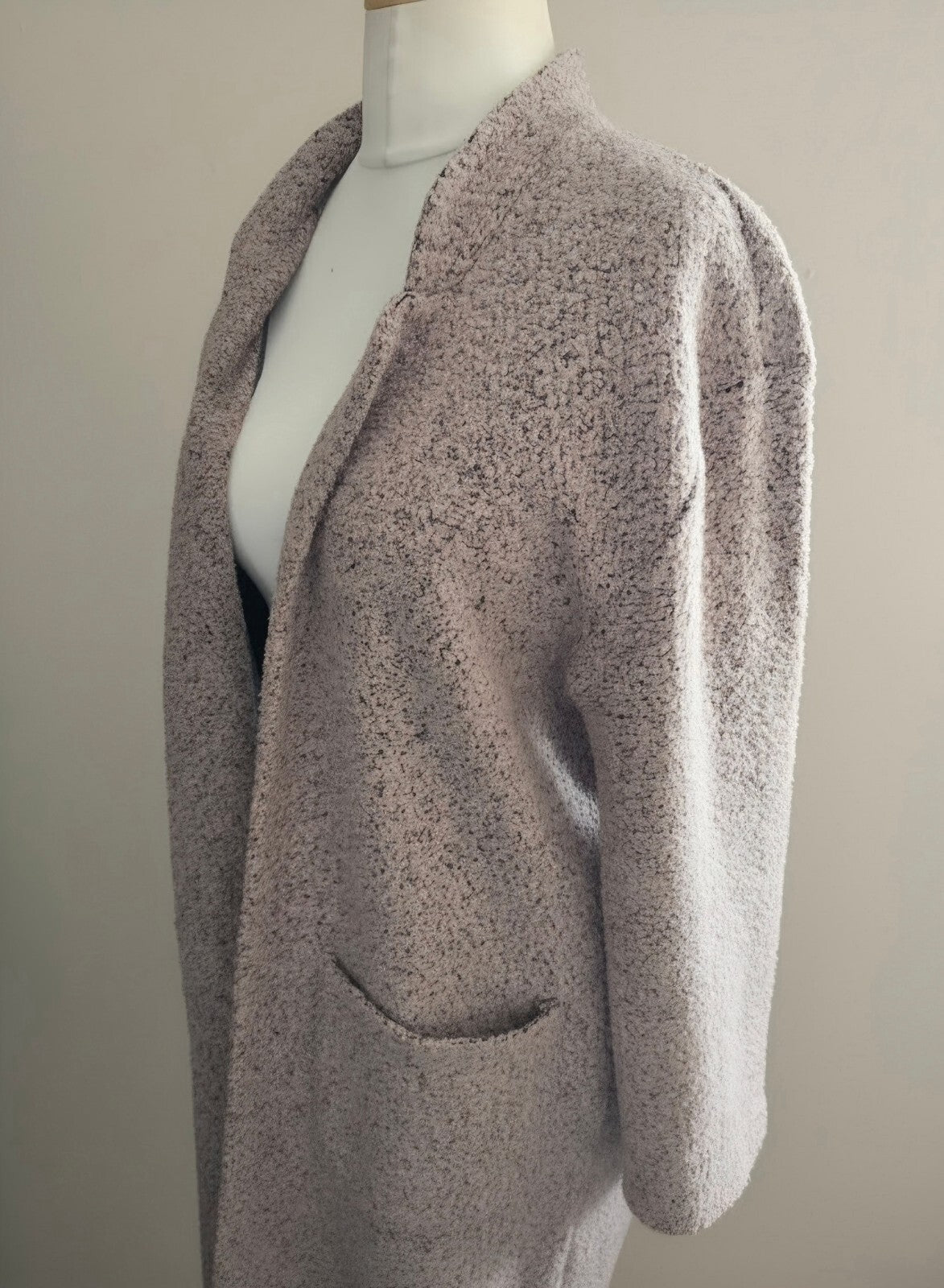 George Dusky Pink Soft Bouclé Fleece Open Midi Coatigan Size 14
