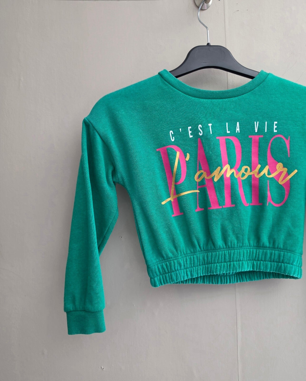 Matalan Girls Green Slogan Cropped Sweatshirt Age 8 Years