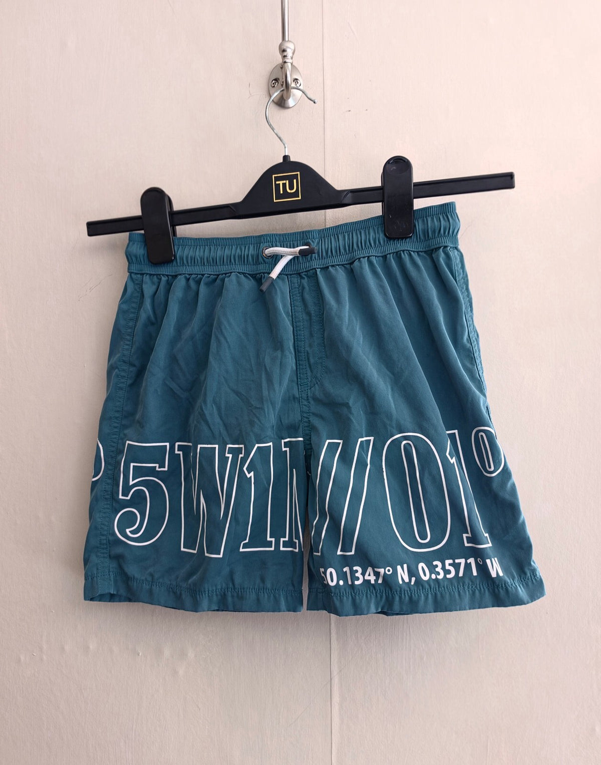 Marks & Spencer Boys Teal Green Graphic Swimming Trunks Age 9-10 Years