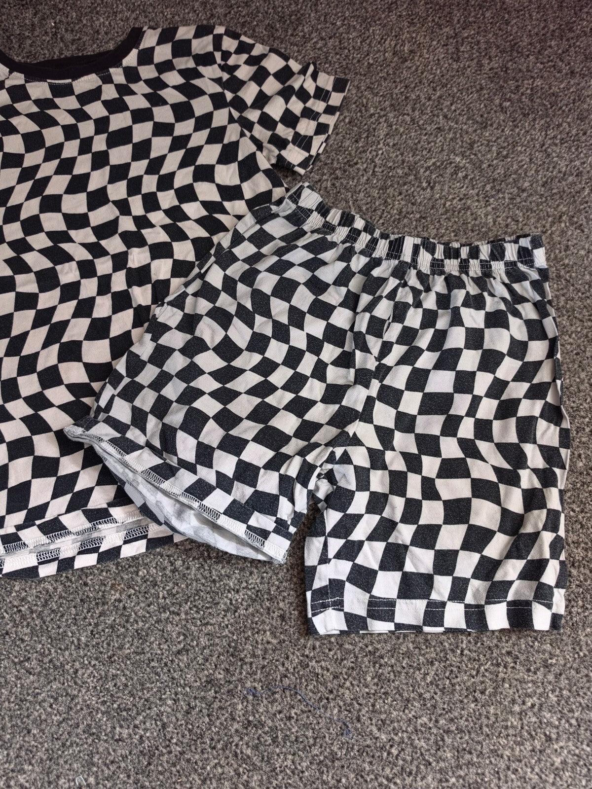 George Boys Black & White Checkerboard Pyjama Set Size 8-9 Years