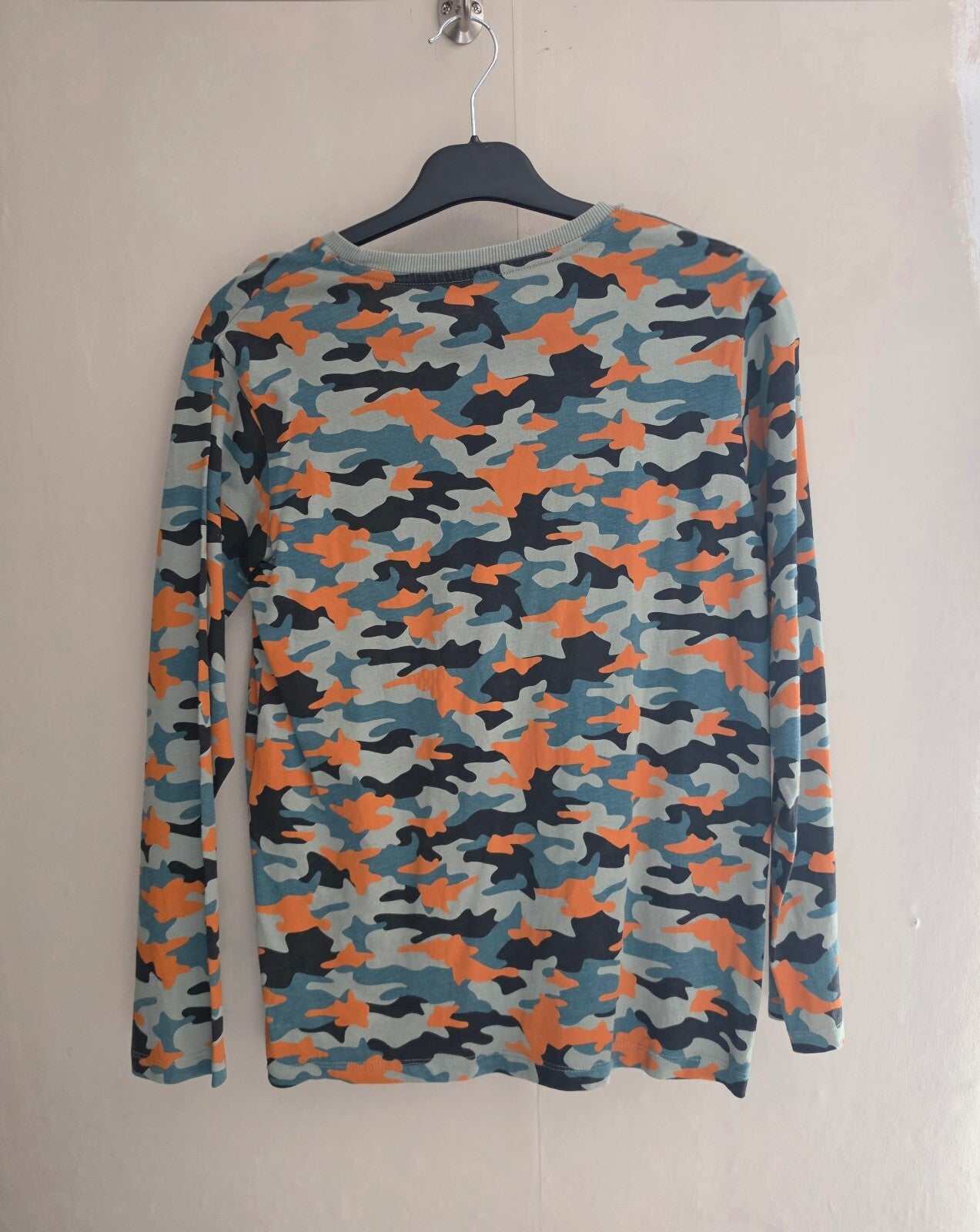 Matalan Boys Green, Orange & Blue Camo Print Cotton Long Sleeve Top Age 13 Years