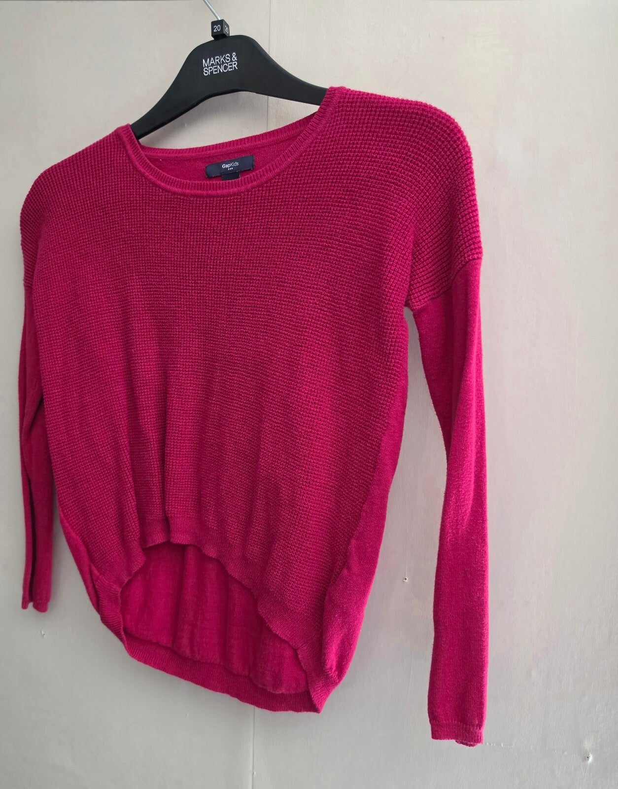 Gap Girls Bright Pink Textured Knit Cotton Jumper Age 6-7 Years