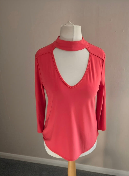 George Coral Choker Neck Cut-Out Top Size 8