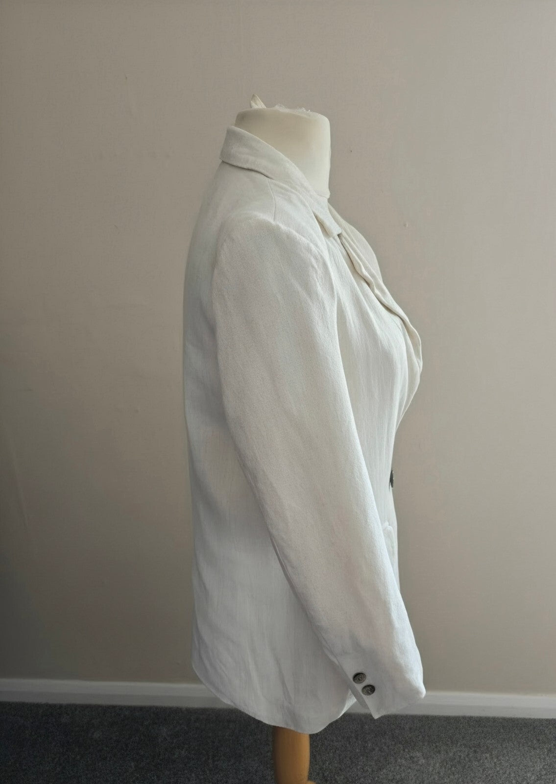 Primark Cream One Button Mid Length Blazer Jacket Size 8