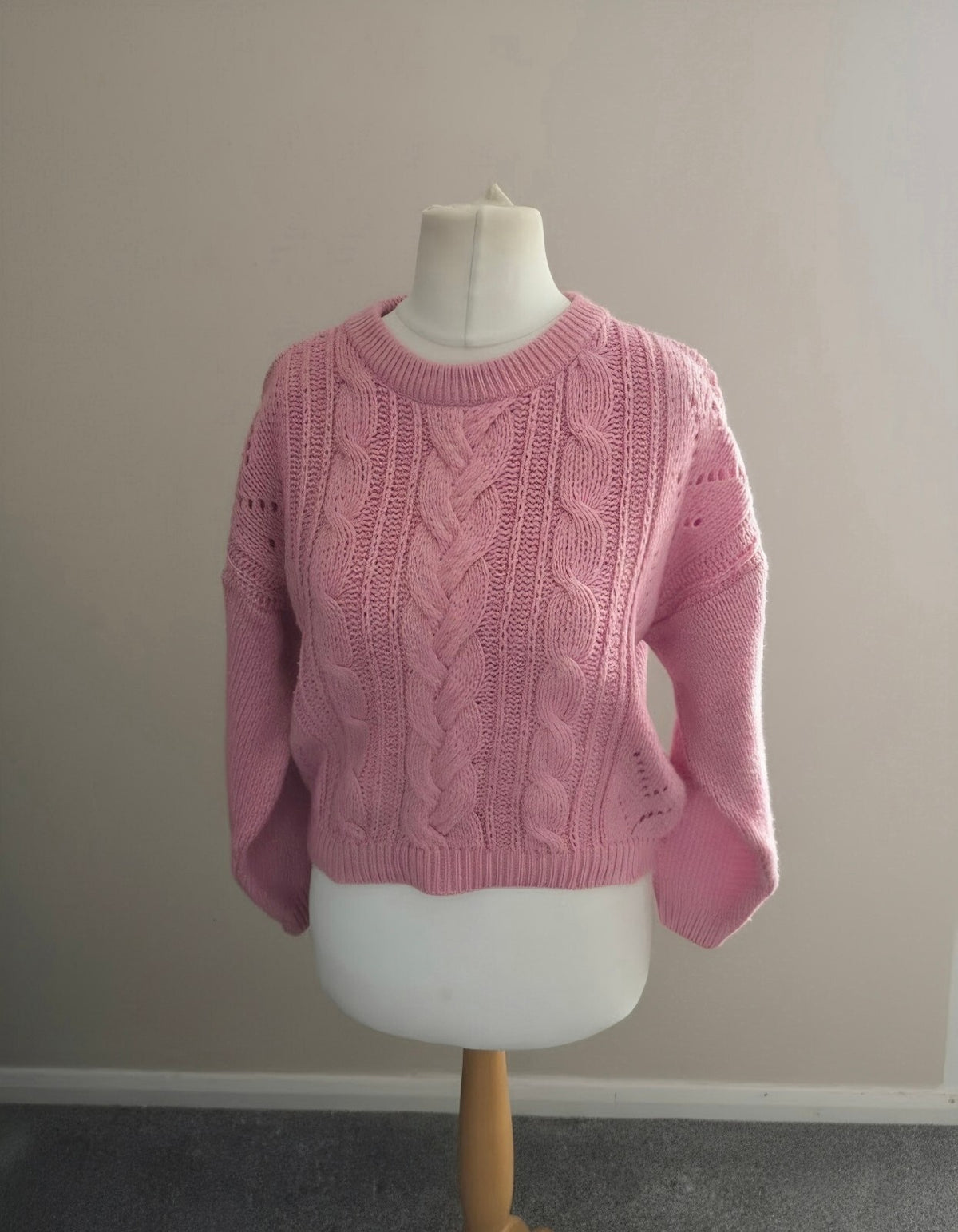 Vintage Etam Baby Pink Cable Knit Jumper  Medium