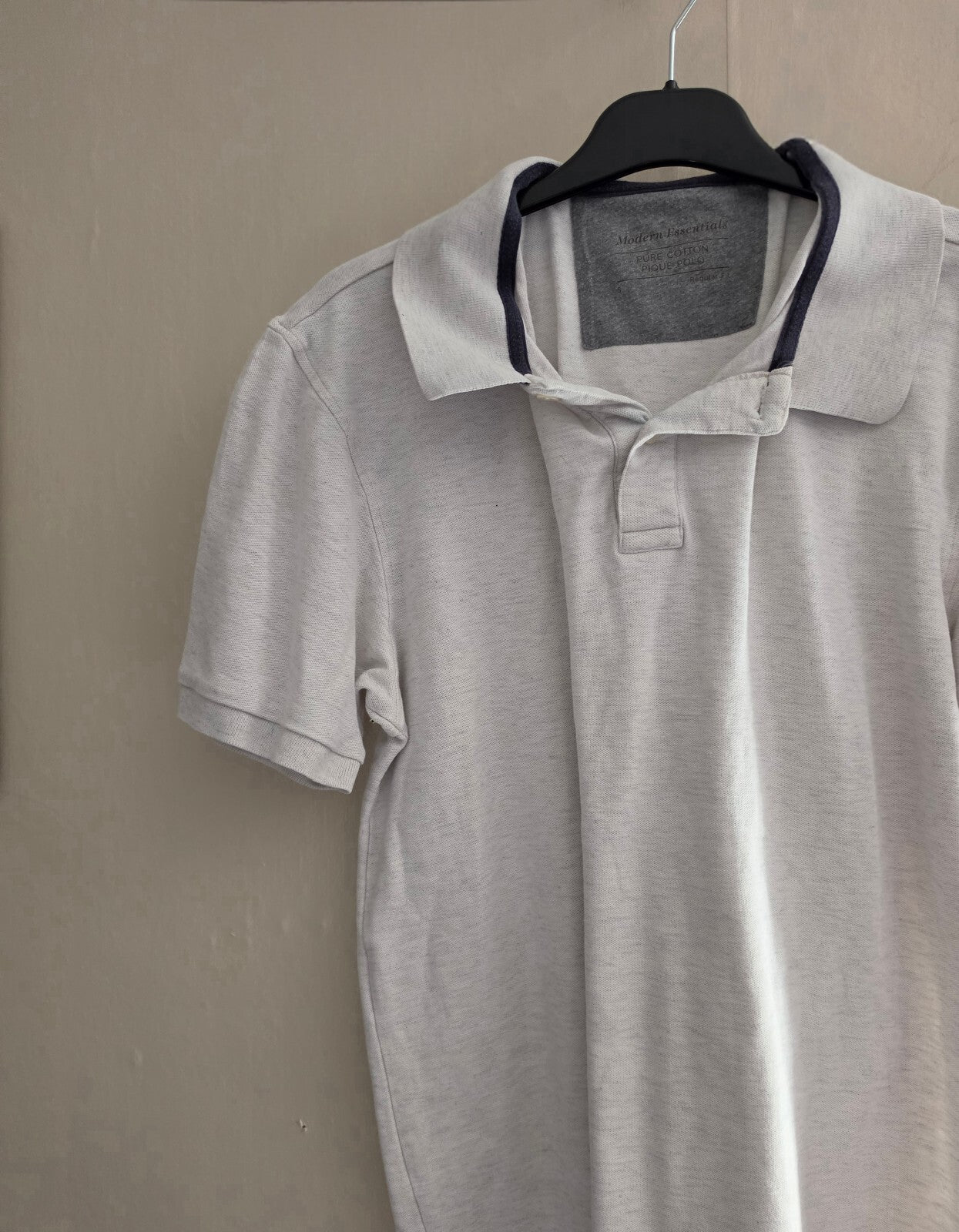 Marks & Spencer Men's Off-White Cotton Piqué Short-Sleeved Polo Shirt Small