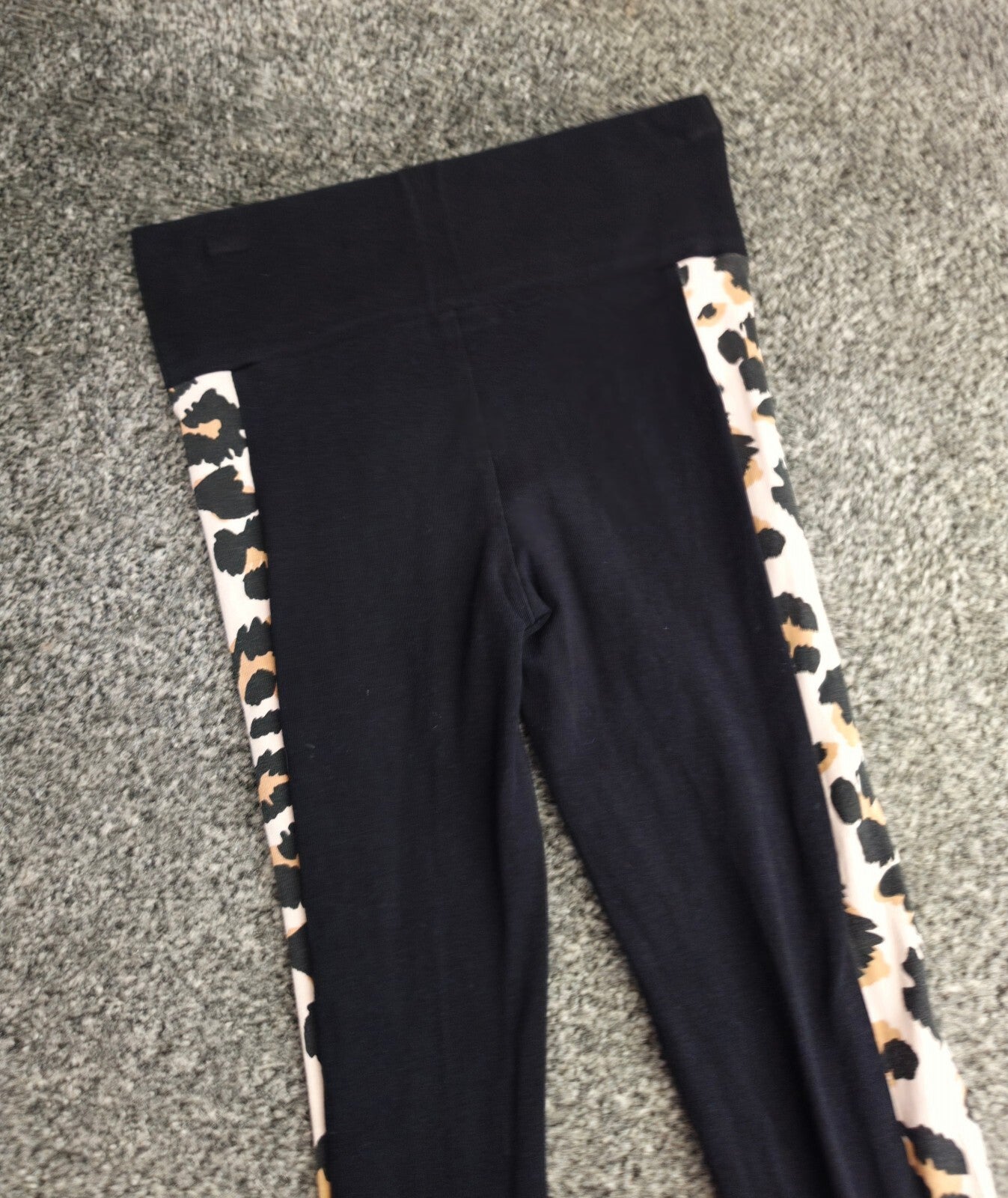 George Girls Black Leggings with Animal Print Side Panels Age 5-6 Years