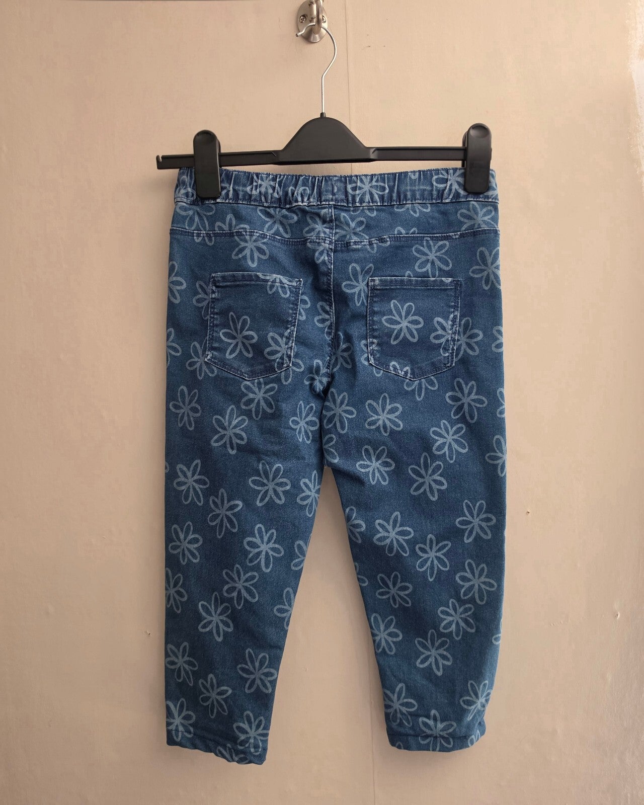 F&F Girls Blue Floral Cropped Jeans Size Age 13-14 Years