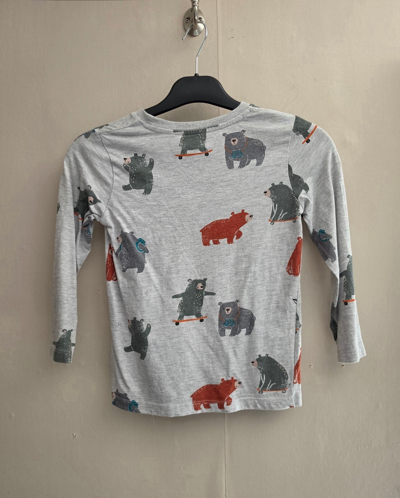 Nutmeg Boys Grey Bear Print Cotton Blend Long Sleeve Top Age 6-7 Years