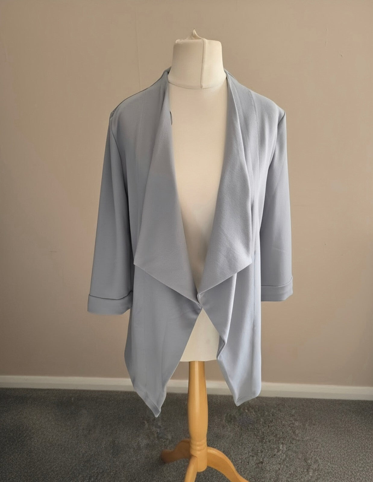 New Look Light Blue Waterfall Open-Front Blazer Jacket Size 8 NWT