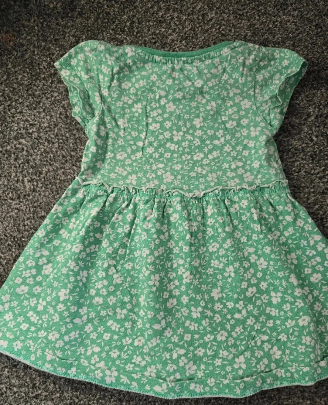Evie Angel Girls Green & White Floral T-shirt Dress 12-18months