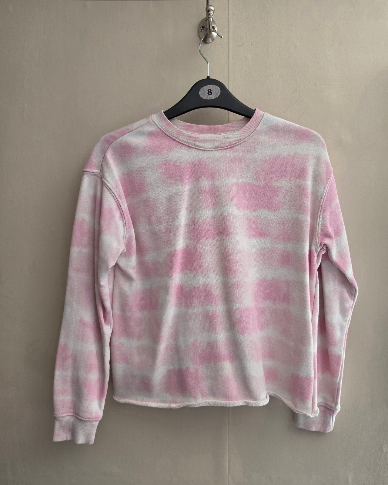 Primark Girls White & Pink Tie-Dye Crew Neck Jumper Age 11-12 Years