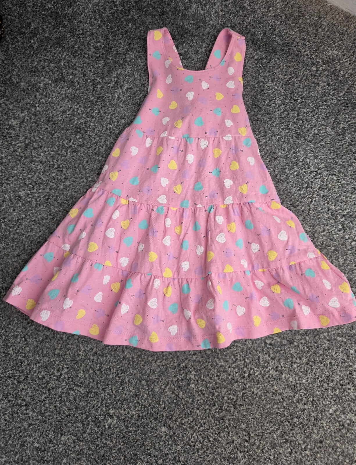 Mothercare Baby Girls Pink Patterned Cross Back Cotton Dress 9-12 Months