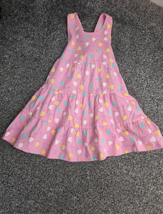 Mothercare Baby Girls Pink Patterned Cross Back Cotton Dress 9-12 Months
