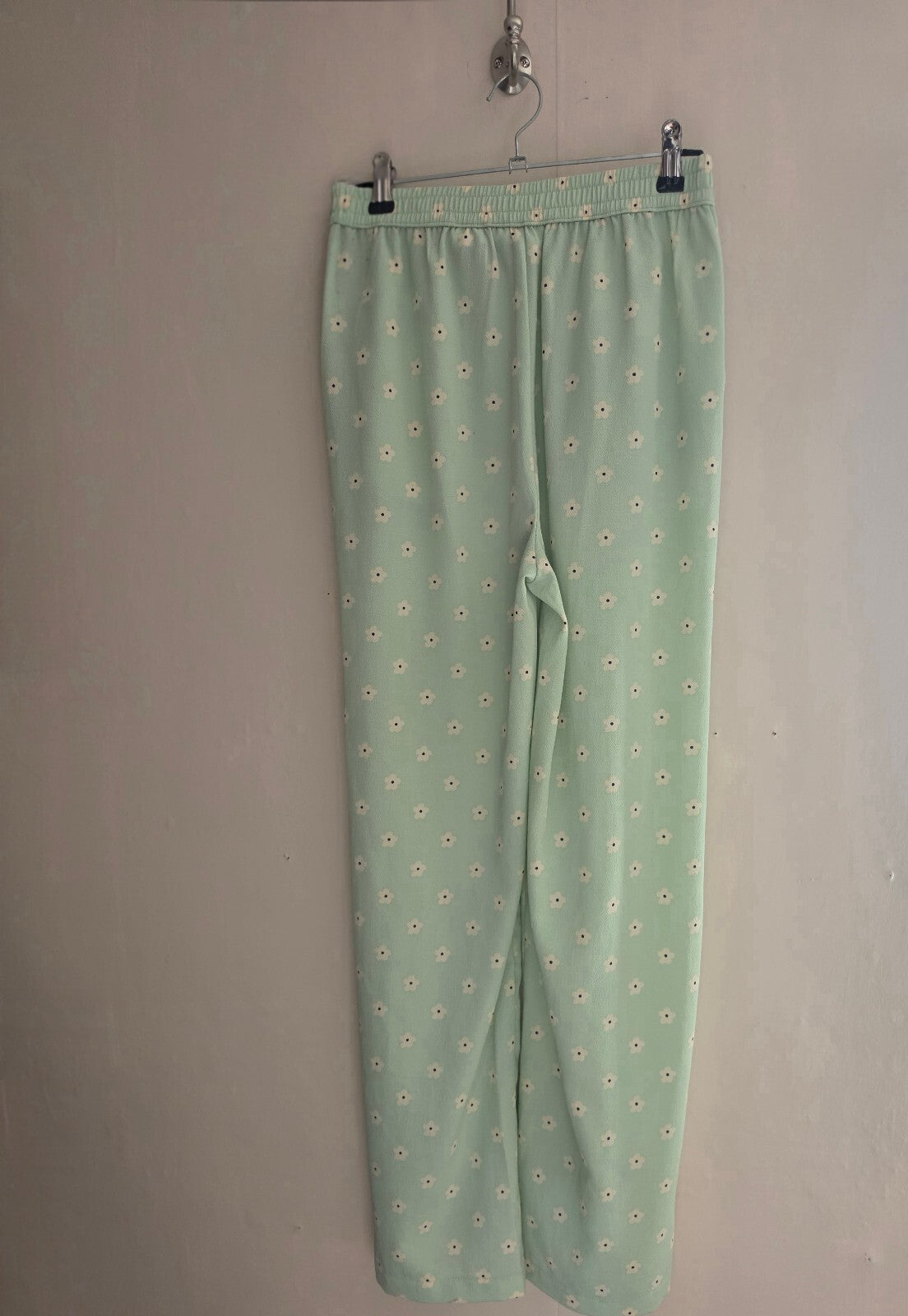 H&M Girls Mint Green Floral High Waisted Split Hem Trousers Age 12-13 Years