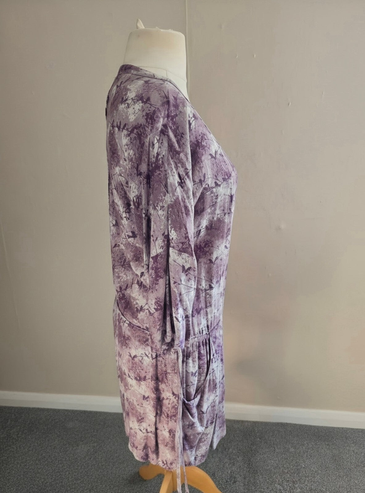 Laura Ashley Purple & Grey Abstract Print Shirt Dress Size 14